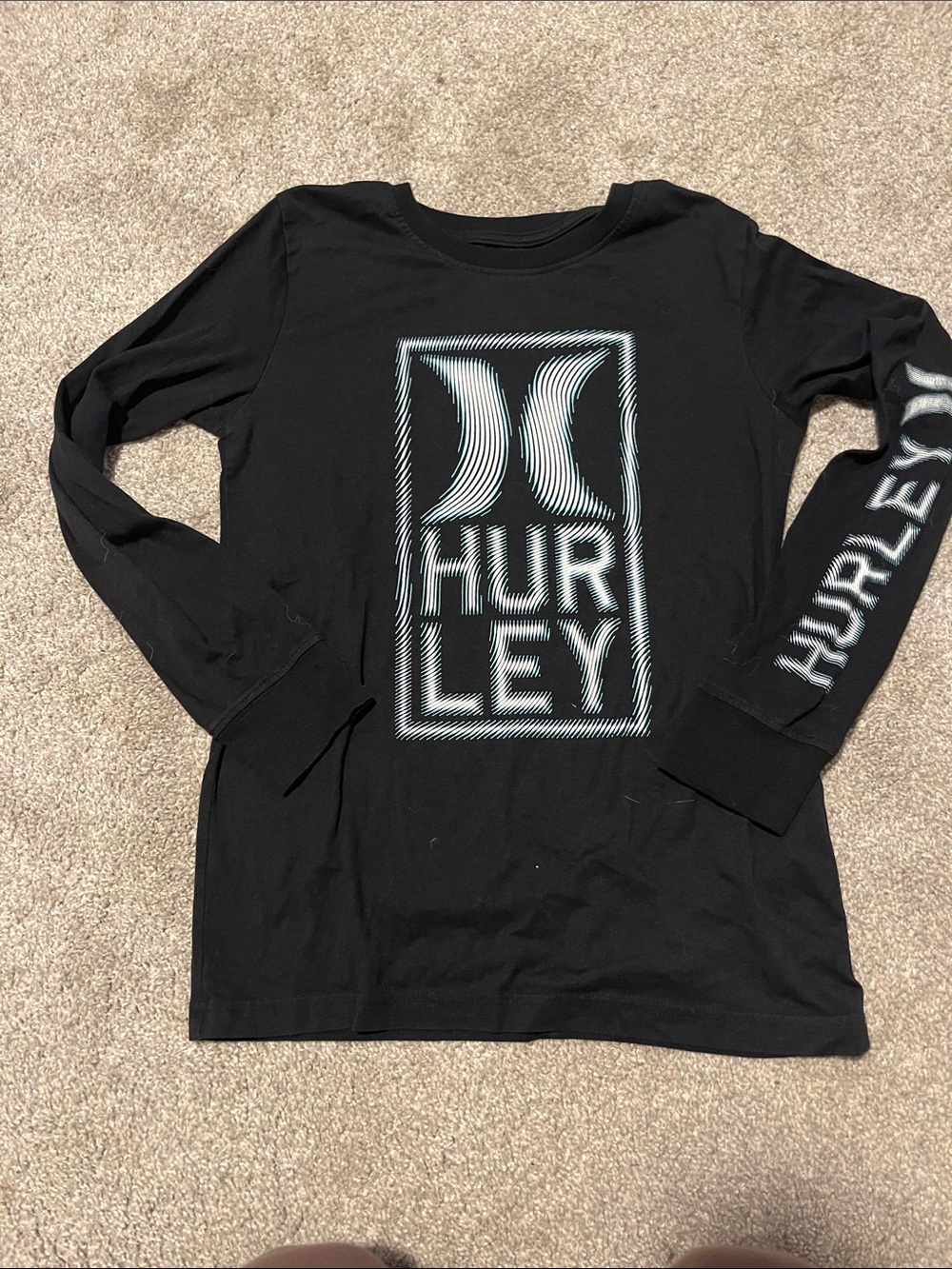 Hurley Black Long-Sleeve Logo Tee with White Graphic
